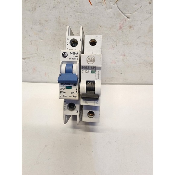 Lot 2 Allen-Bradley 1489-A 10A & 1492-sp 10A Circuit Breakers, 277 Vac - Picture 1 of 6